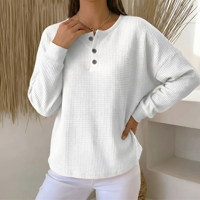 Mélina™ – Haut Gaufré Doux et Élégant au Confort Décontracté