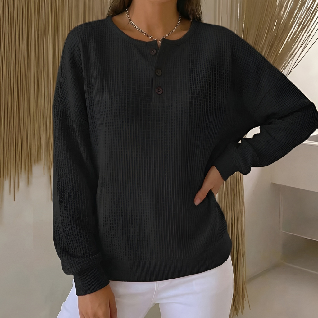 Mélina™ – Haut Gaufré Doux et Élégant au Confort Décontracté